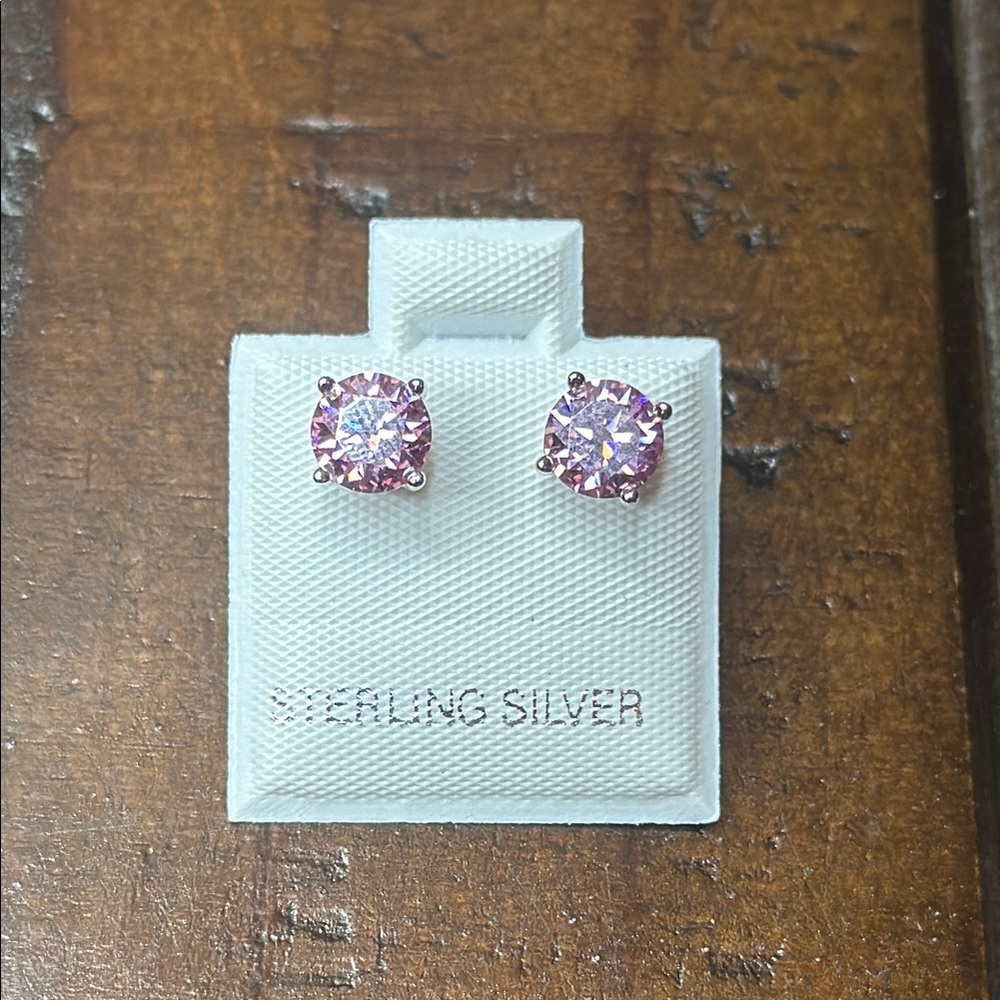 Pink Moissanite 925 Sterling Silver Stud Earrings